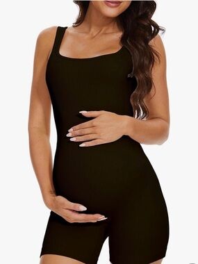 BDITANLE Maternity Workout Romper Pregnancy Black Medium NEW
